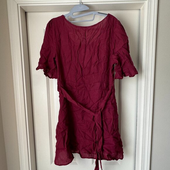 Lulu’s NOAH BURGUNDY FLOUNCE SLEEVE MINI DRESS - Picture 7 of 8